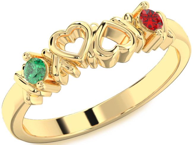 Gold Heart Two Stone Promise Ring