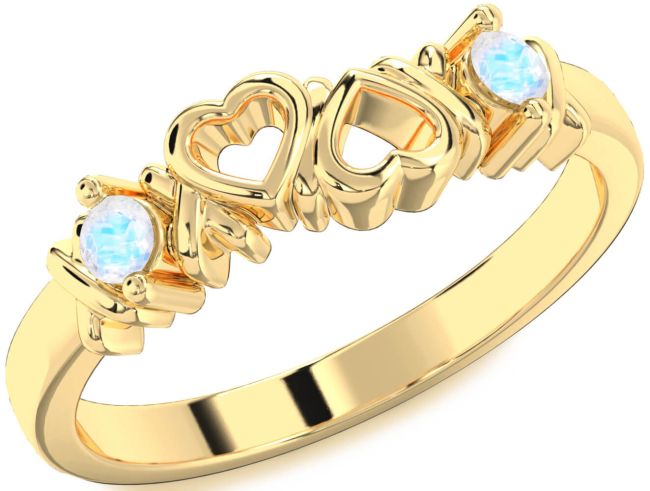 Moonstone Gold Heart Two Stone Ring