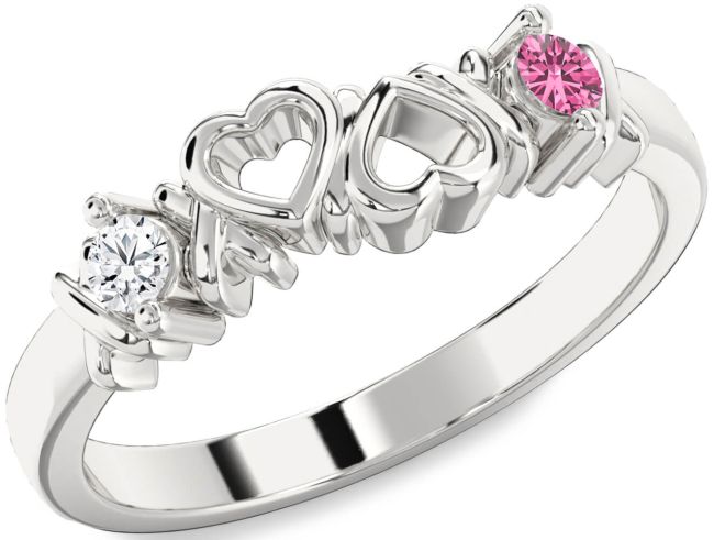 Silver Heart Two Stone Promise Ring