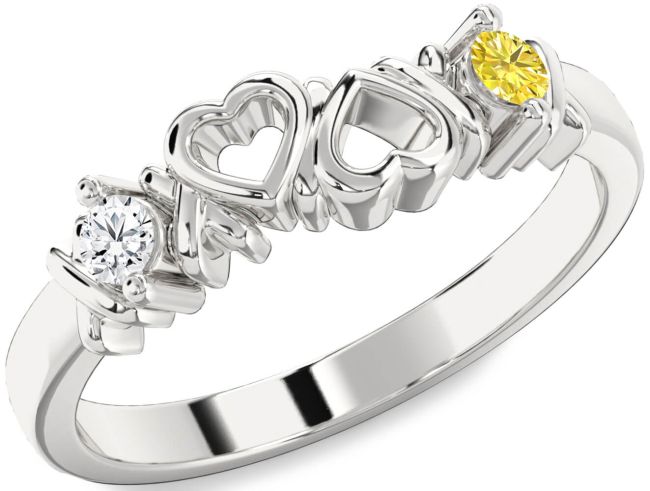 Silver Heart Two Stone Promise Ring