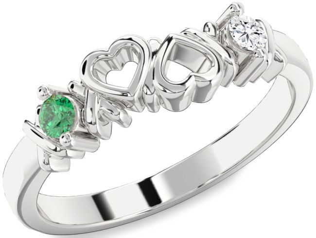 Silver Heart Two Stone Promise Ring