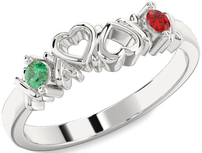 Silver Heart Two Stone Promise Ring