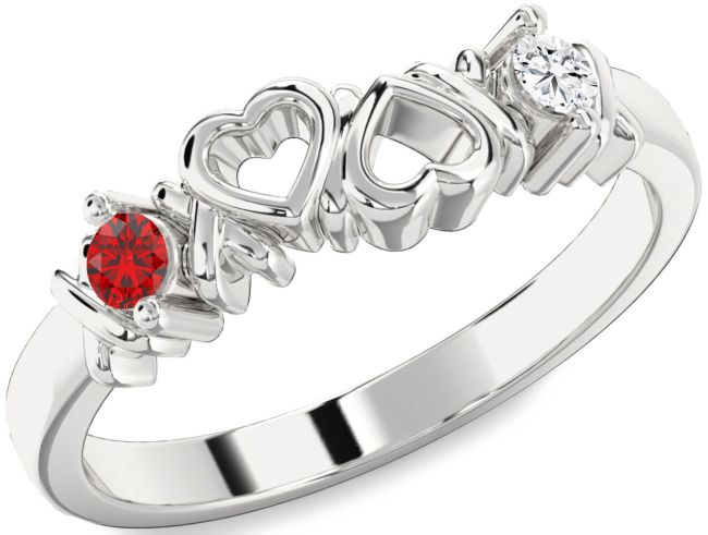 Silver Heart Two Stone Promise Ring