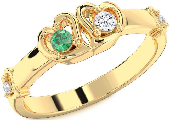 Diamond Gold Heart Two Stone Promise Ring