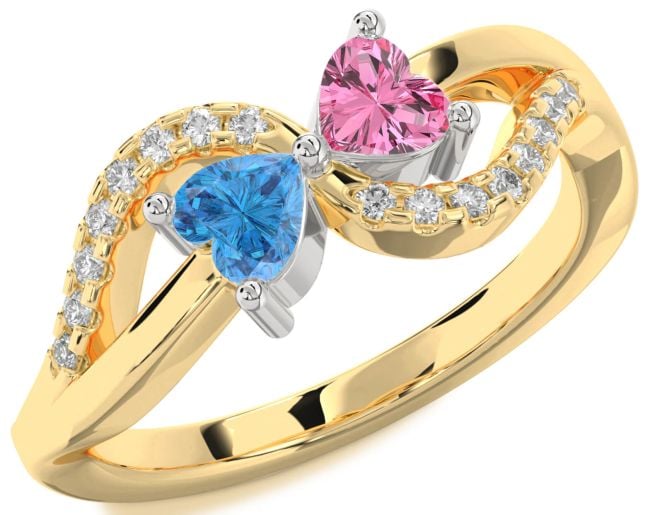 Diamond Platinum & Yellow Gold Two Heart Promise Ring