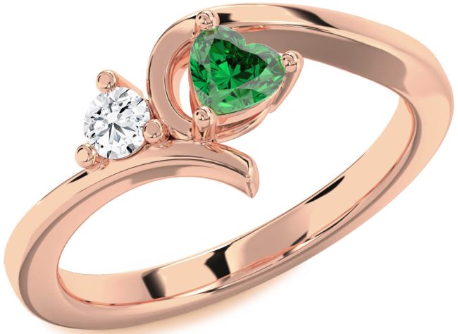 Rose Gold Heart Two Stone Promise Ring