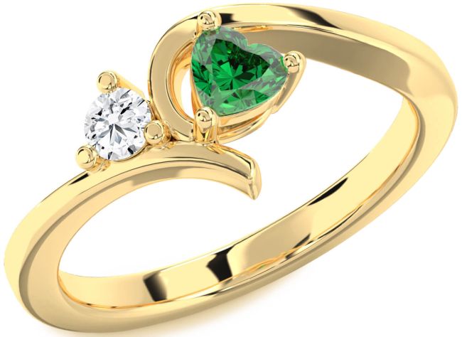 Gold Heart Two Stone Promise Ring