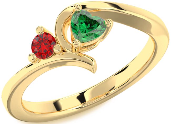 Gold Heart Two Stone Promise Ring