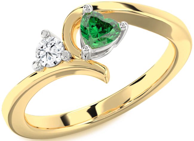 Gold Silver Heart Two Stone Promise Ring