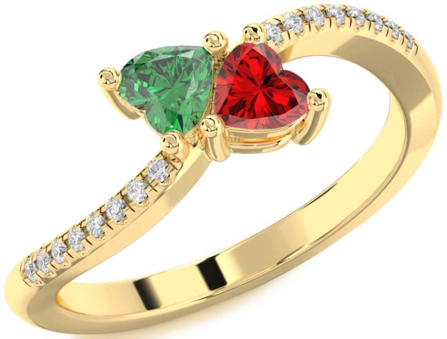 Diamond Gold Two Heart Promise Ring