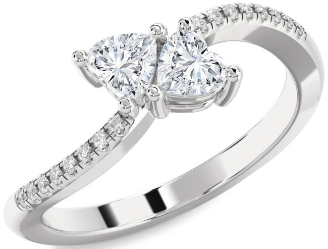 Diamond White Gold Two Heart Ring