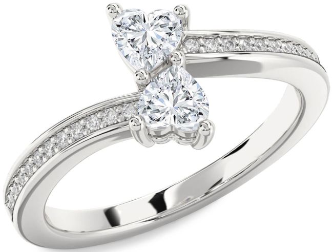 Diamond White Gold Two Heart Ring