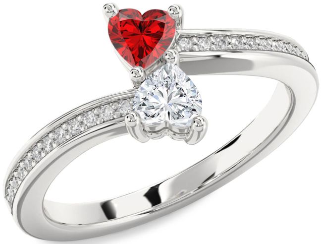 Diamond Platinum Two Heart Promise Ring