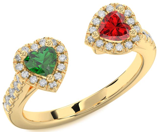 Diamond Gold Two Heart Promise Ring