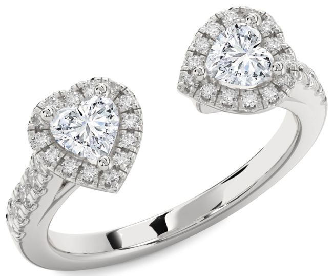 Diamond Platinum Two Heart Ring