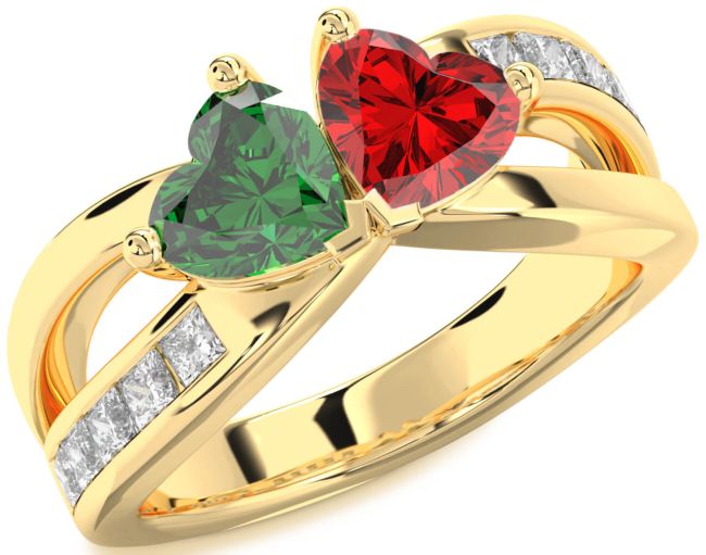 Diamond Gold Two Heart Promise Ring