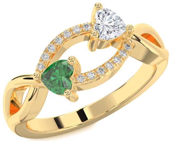 Diamond Gold Two Heart Promise Ring