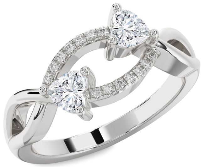 Diamond White Gold Two Heart Ring