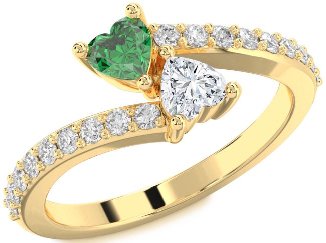 Diamond Gold Two Heart Promise Ring