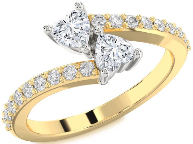 Diamond Platinum & Yellow Gold Two Heart Ring