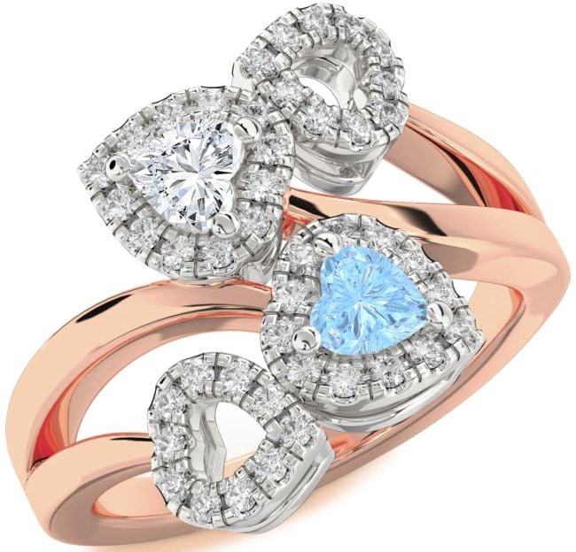 Diamond White Rose Gold Two Heart Promise Ring
