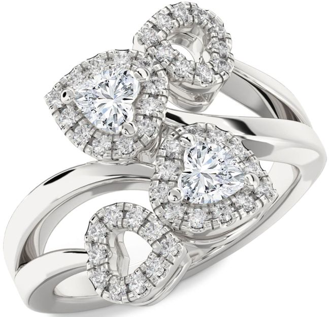 Diamond White Gold Two Heart Ring