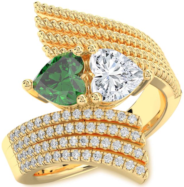 Diamond Gold Two Heart Promise Ring