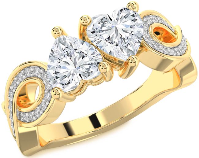 Diamond Gold Infinity Two Heart Ring