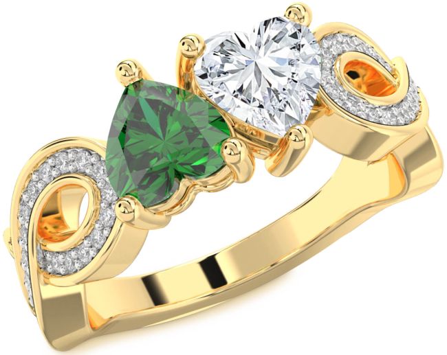 Diamond Gold Infinity Two Heart Promise Ring