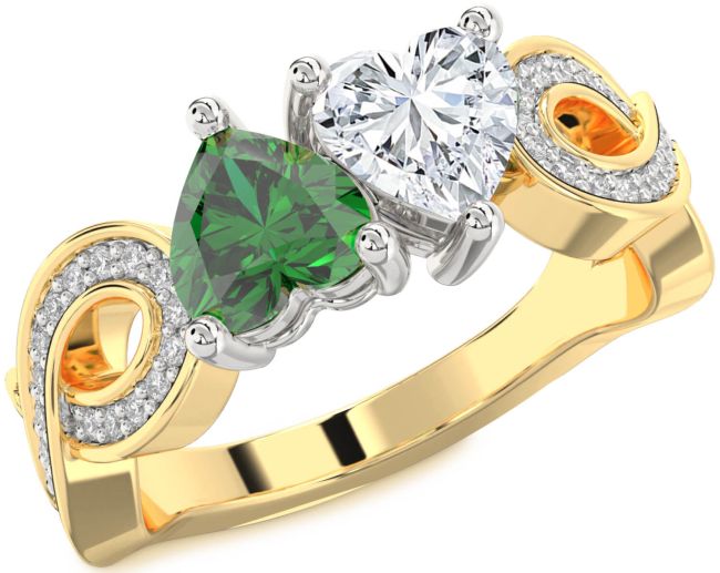 Diamond Gold Silver Infinity Two Heart Promise Ring