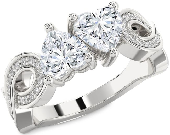 Diamond Platinum Infinity Two Heart Ring