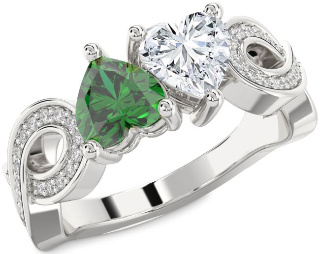 Diamond Silver Infinity Two Heart Promise Ring