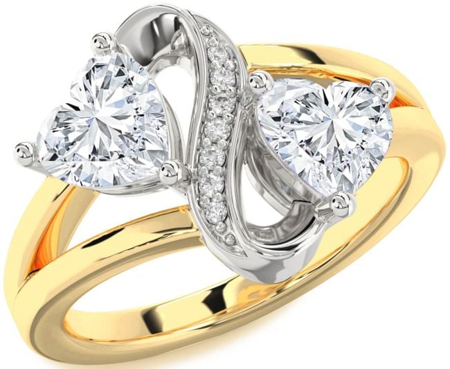 Diamond Platinum & Yellow Gold Infinity Two Heart Ring