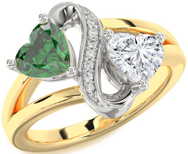 Diamond Gold Silver Infinity Two Heart Promise Ring