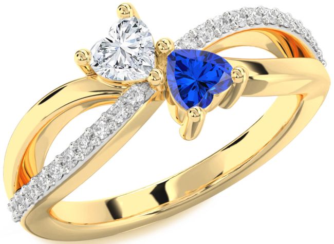 Diamond Gold Two Heart Promise Ring