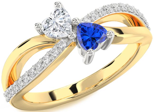 Diamond Platinum & Yellow Gold Two Heart Promise Ring