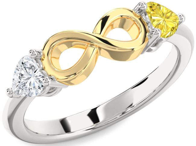 Gold Silver Infinity Two Heart Promise Ring