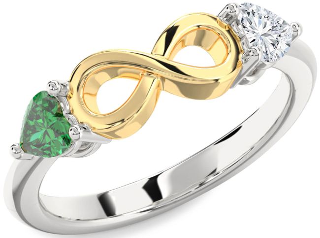 Gold Silver Infinity Two Heart Promise Ring