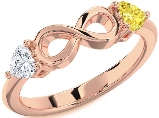 Rose Gold Infinity Two Heart Promise Ring