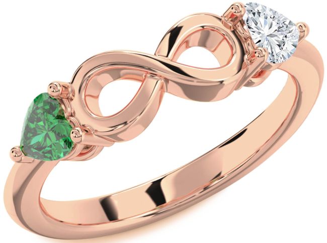 Rose Gold Infinity Two Heart Promise Ring