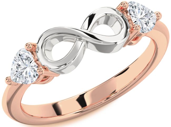 Diamond Platinum & Rose Gold Infinity Two Heart Ring