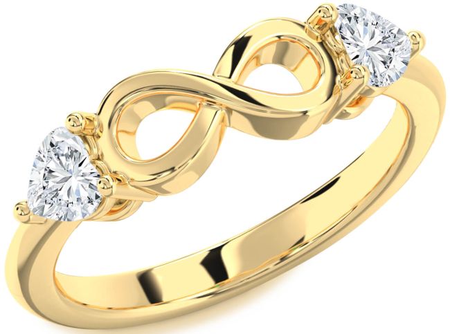 Diamond Gold Infinity Two Heart Ring