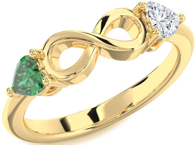 Gold Infinity Two Heart Promise Ring