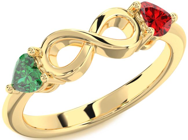 Gold Infinity Two Heart Promise Ring
