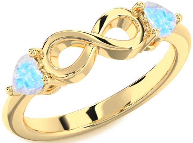 Moonstone Gold Infinity Two Heart Ring