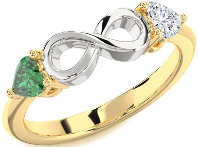 Gold Silver Infinity Two Heart Promise Ring