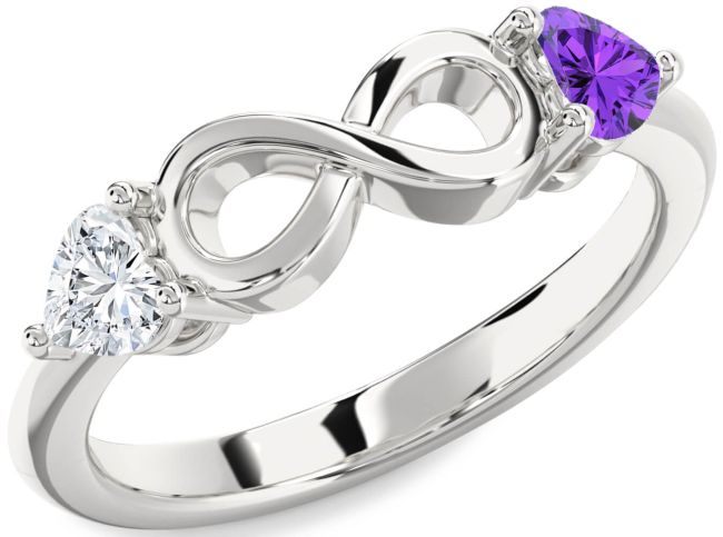 Silver Infinity Two Heart Promise Ring