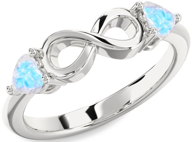 Moonstone Silver Infinity Two Heart Ring