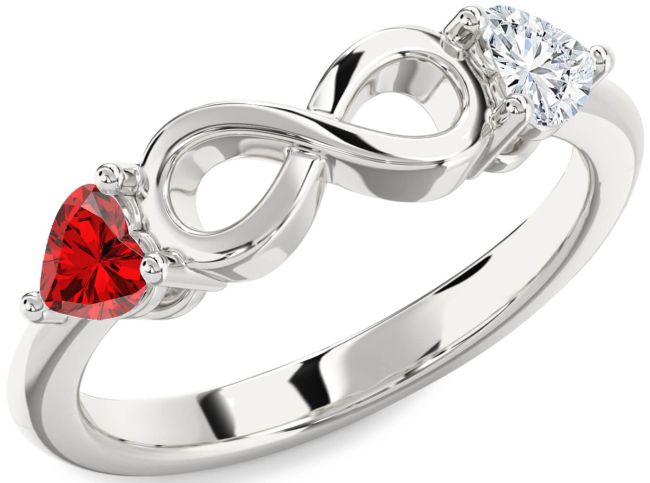 Silver Infinity Two Heart Promise Ring