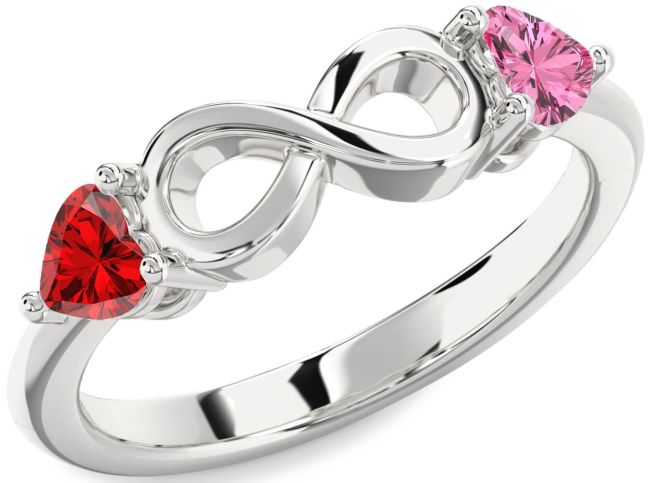 Silver Infinity Two Heart Promise Ring